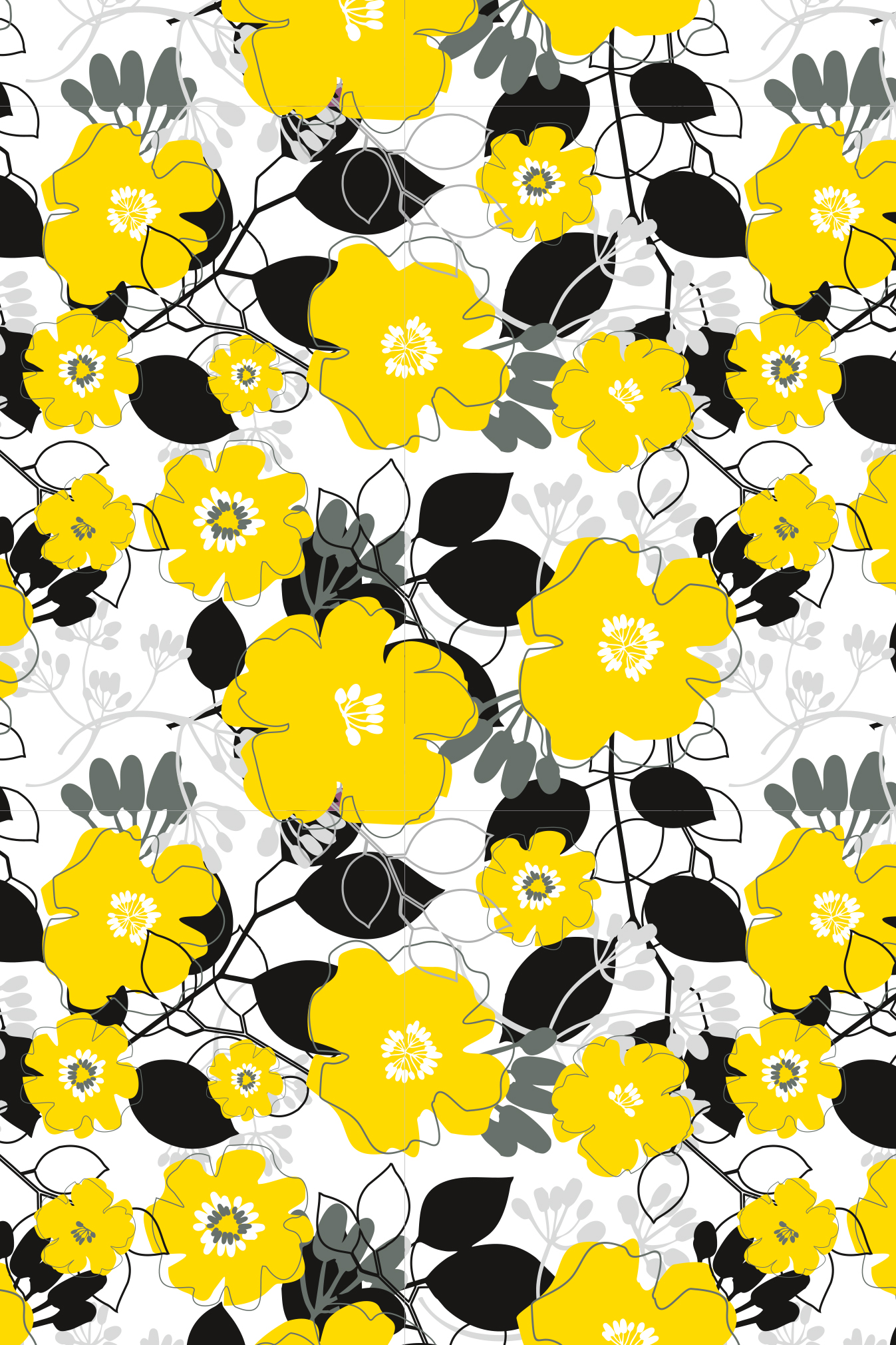 Aperçu #2 du décor Fleurs jaunes et noires